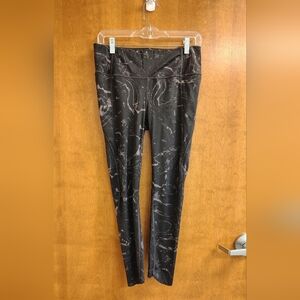 Athleta Black Marble Print Women's Leggings